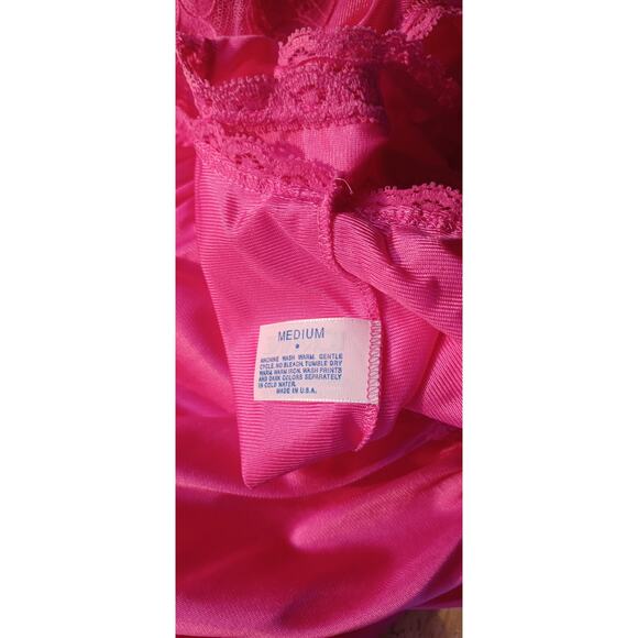 VTG Lorraine Pink Gown & Robe Set Pink Nylon Peignoir XL & Lace Trim Nightie M - Picture 9 of 12